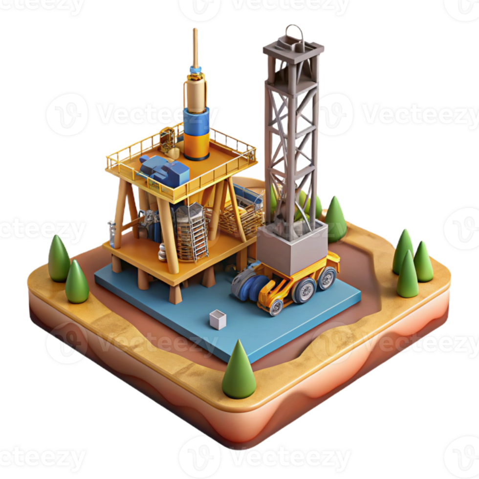 extraordinary vintage Drilling Rig Operation Daytime Cutout high resolution png