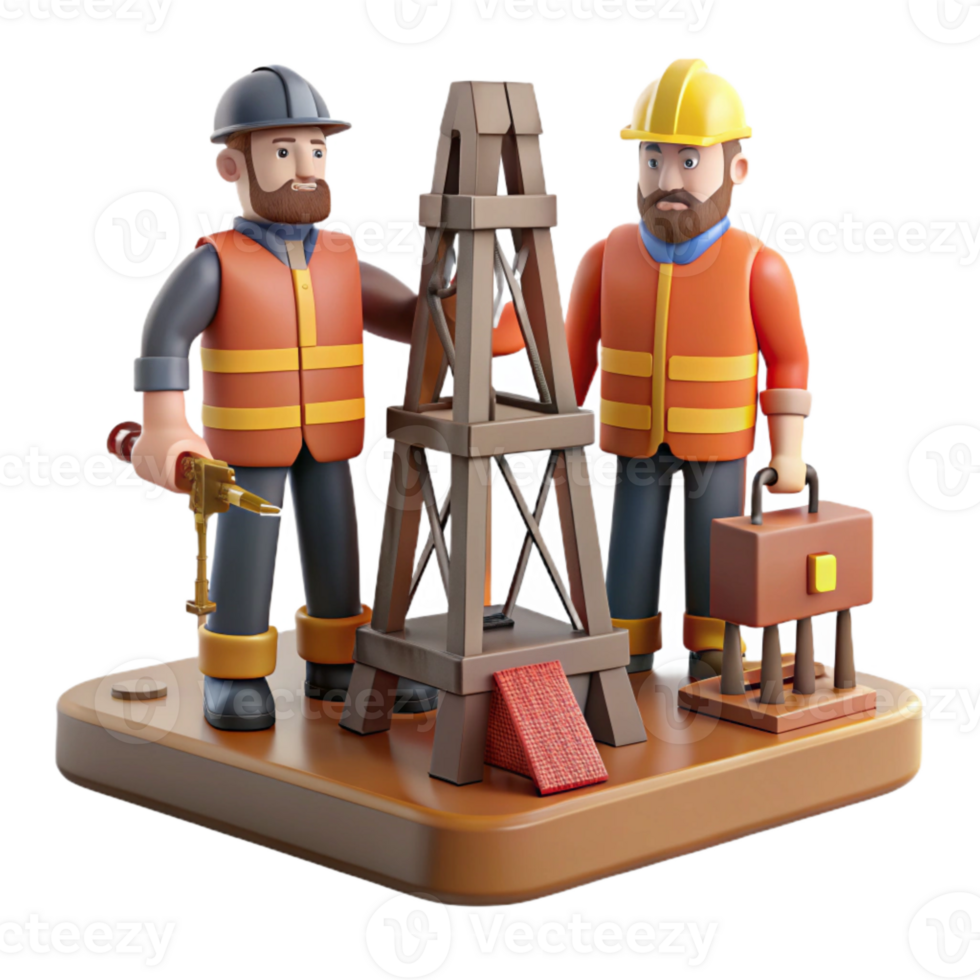elegant classic Drilling Rig Platform Workers Cutout premium png