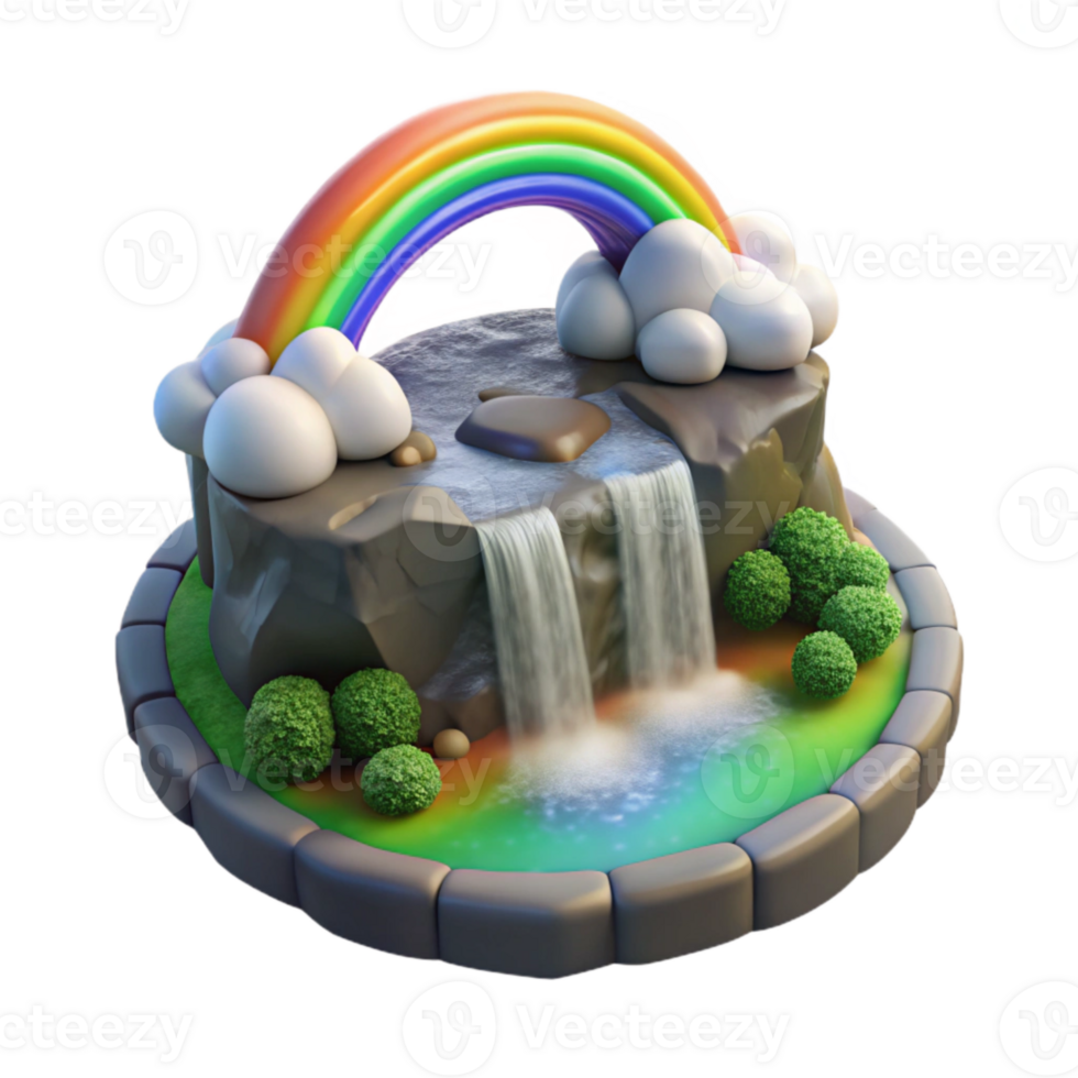 wonderful artistic Drone Capture of Waterfall with Rainbow Isolated high resolution png