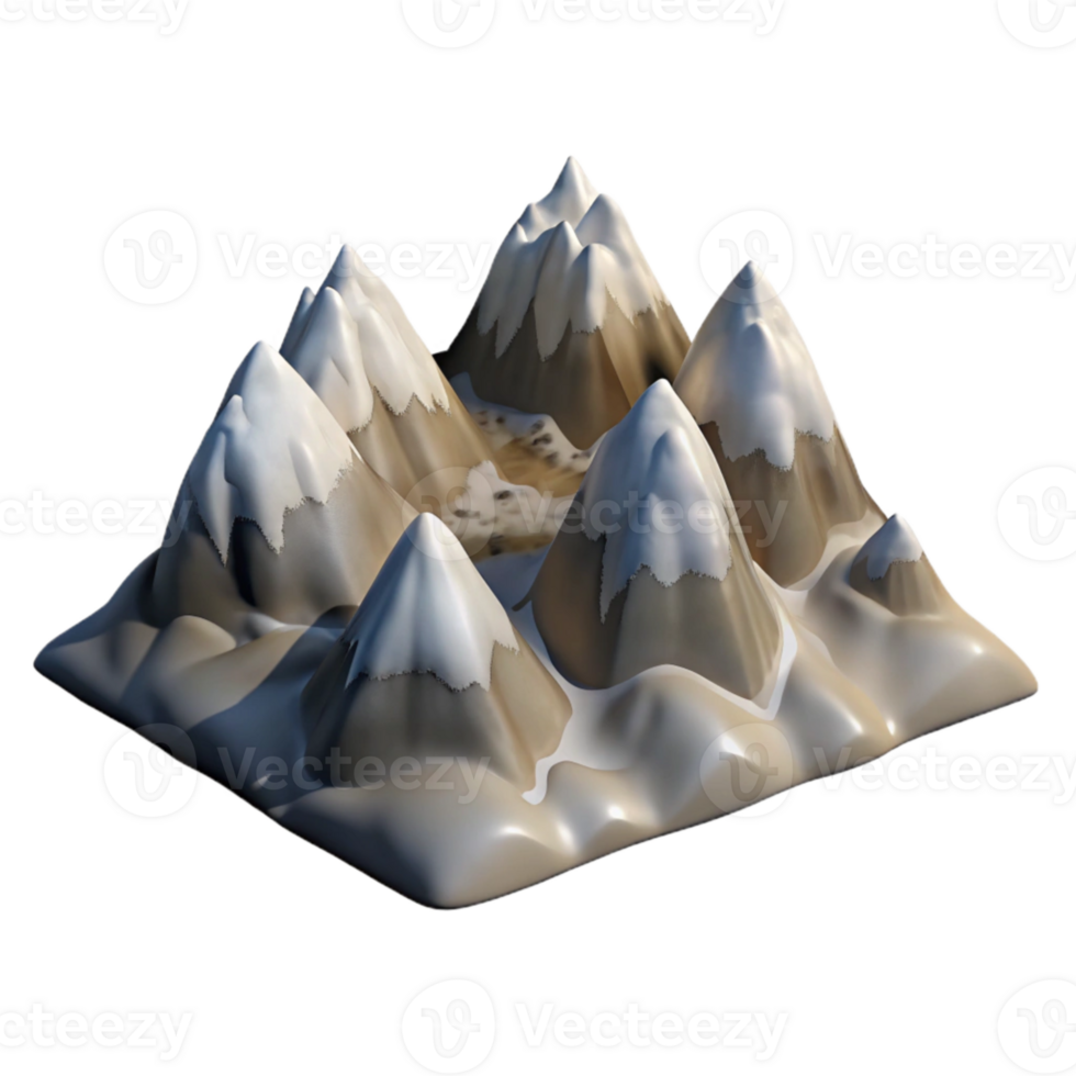 wonderful rustic Drone Image of Mountain Range with Snow Caps Transparent Background authentic png
