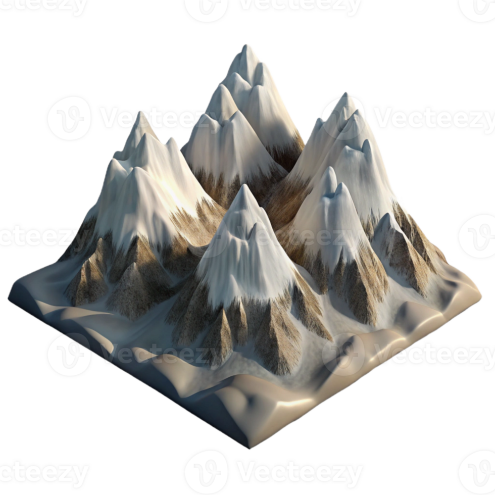 dramatic vintage Drone Image of Mountain Range with Snow Caps Transparent Background 4K png
