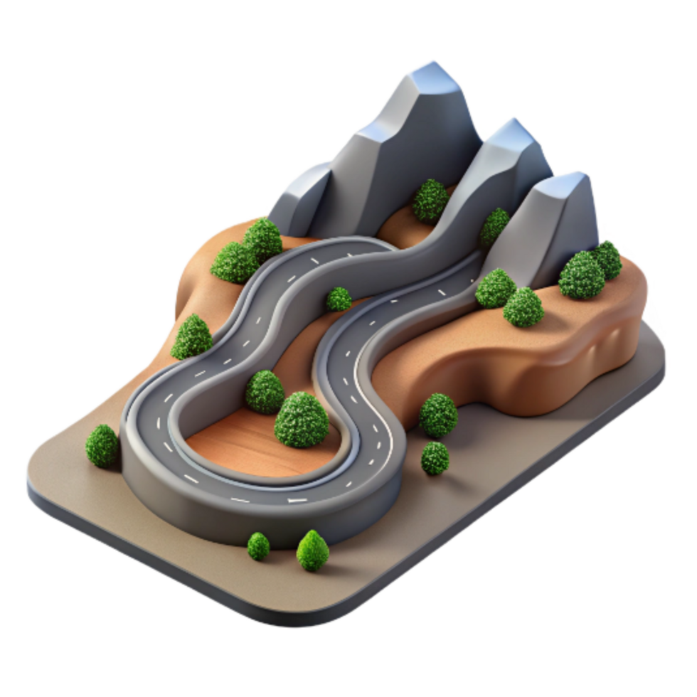 impressive contemporary Drone Perspective of Winding Mountain Road Cutout authentic png