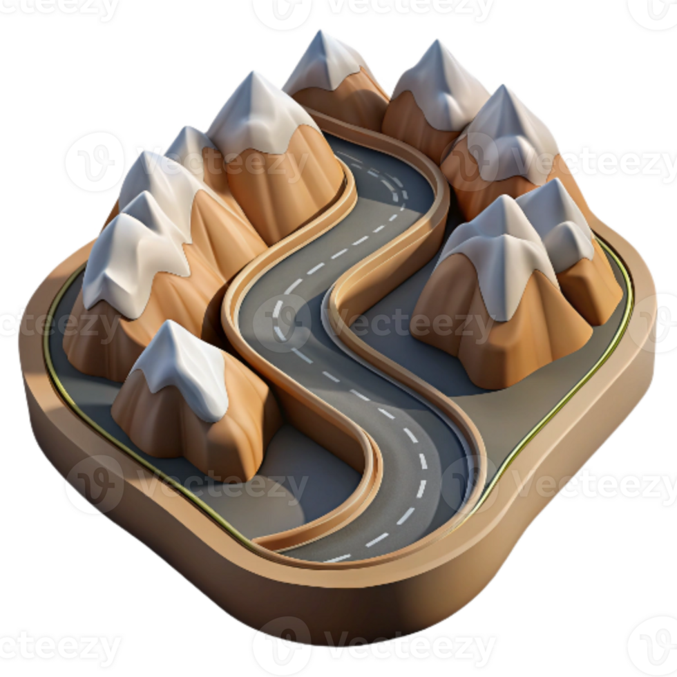 wonderful minimalist Drone Perspective of Winding Mountain Road Cutout high quality png