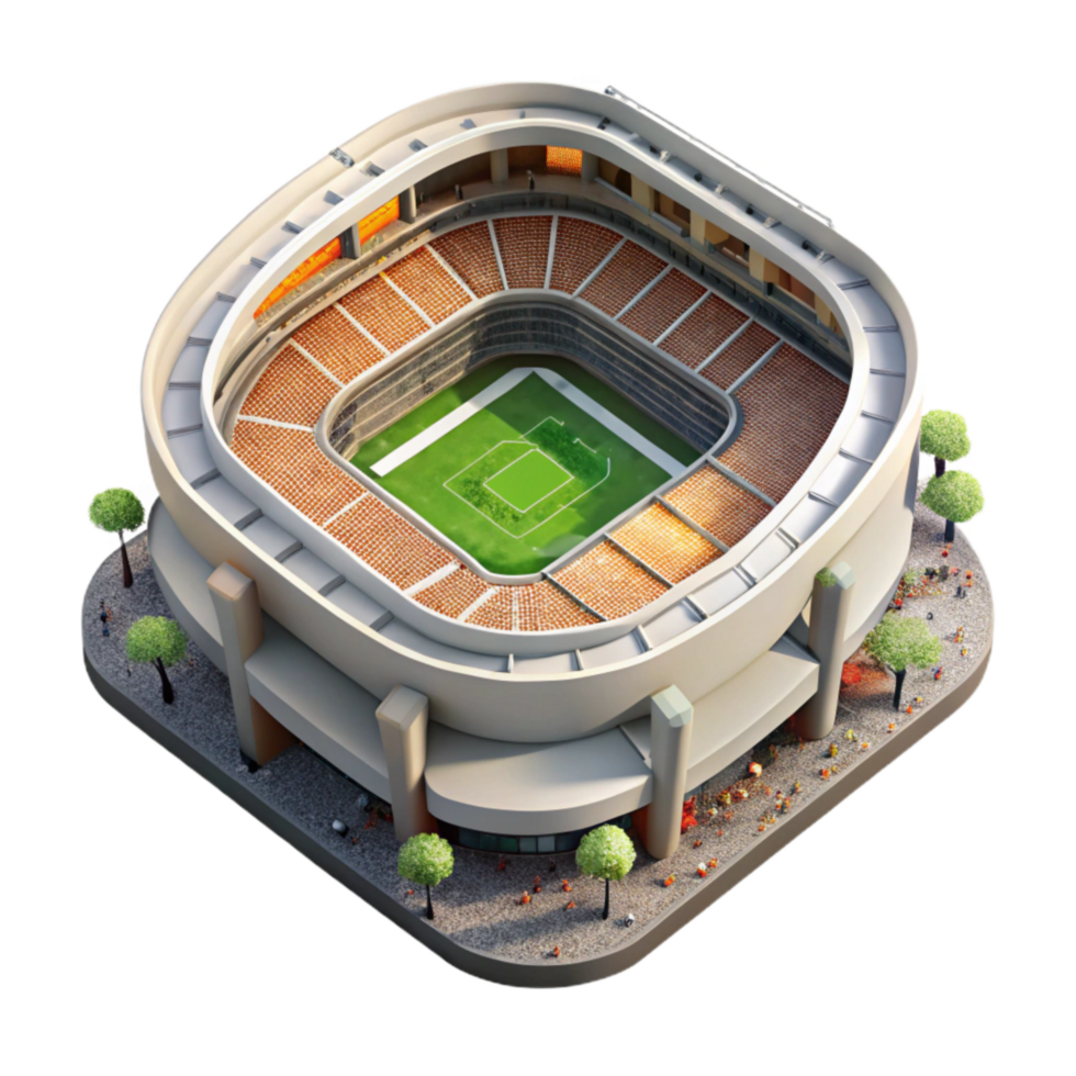beautiful rustic Drone Photograph of Stadium with Crowds Transparent Background original png