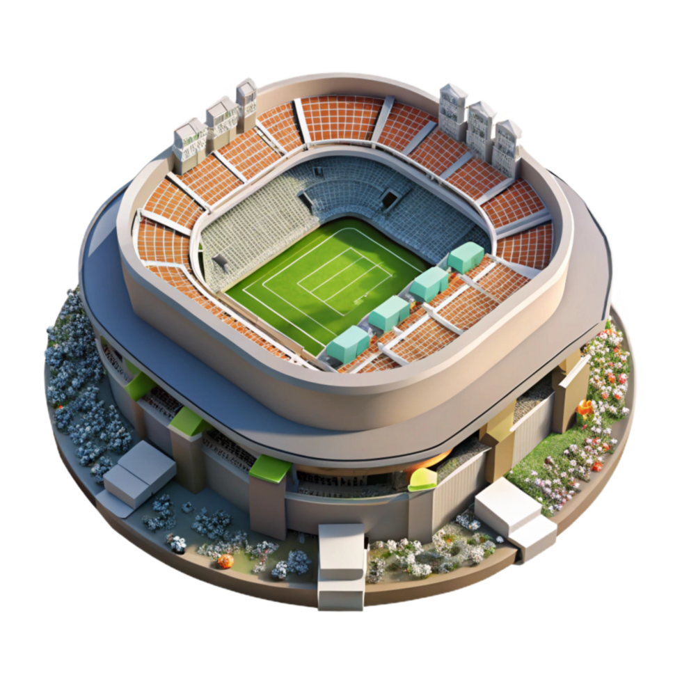 beautiful modern Drone Photograph of Stadium with Crowds Transparent Background authentic png