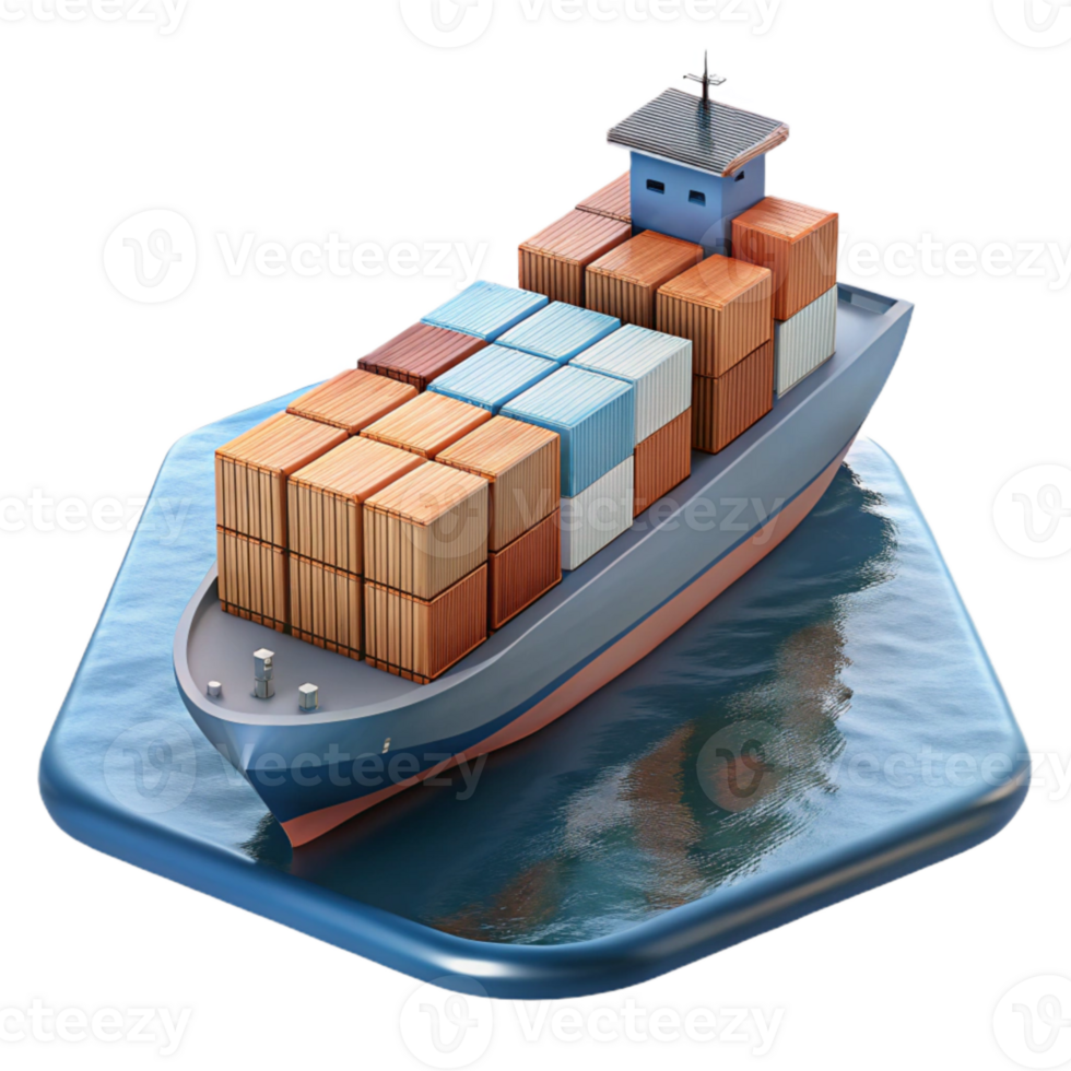 magnificent classic Drone Shot of Container Ship at Sea Isolated exclusive png