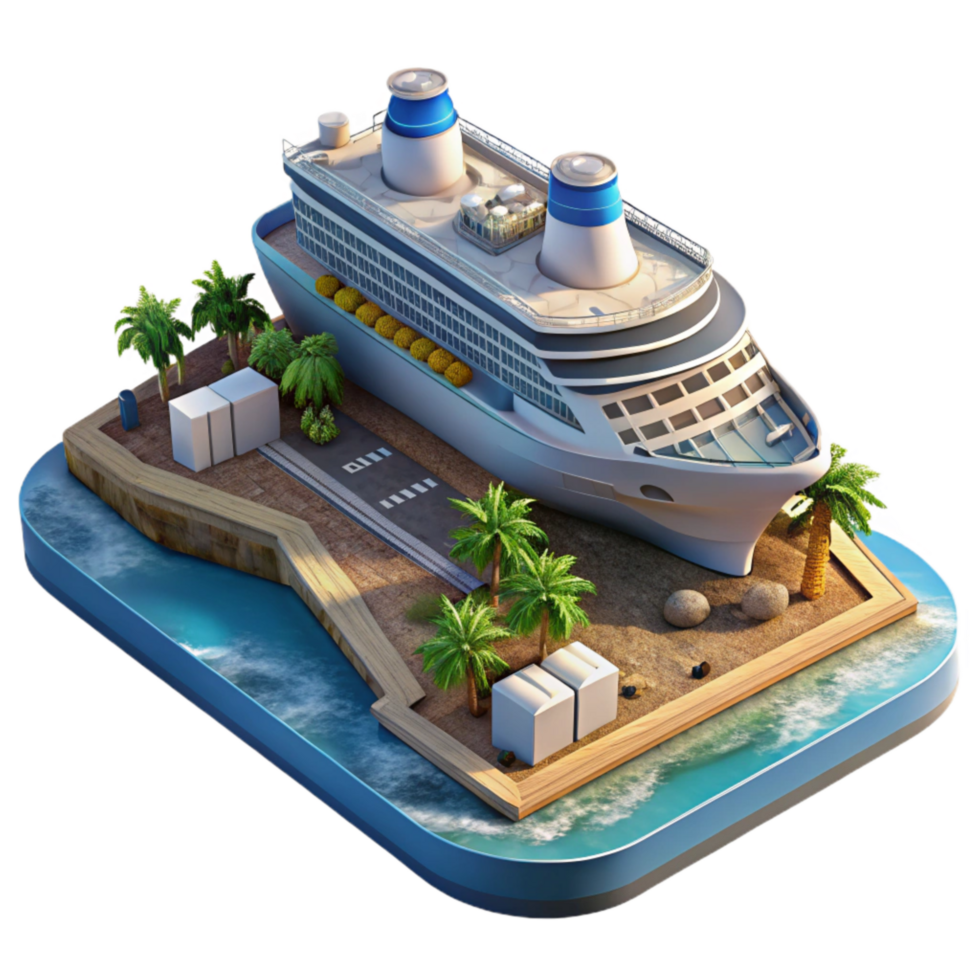 stunning minimalist Drone Shot of Cruise Ship in Port Isolated genuine png
