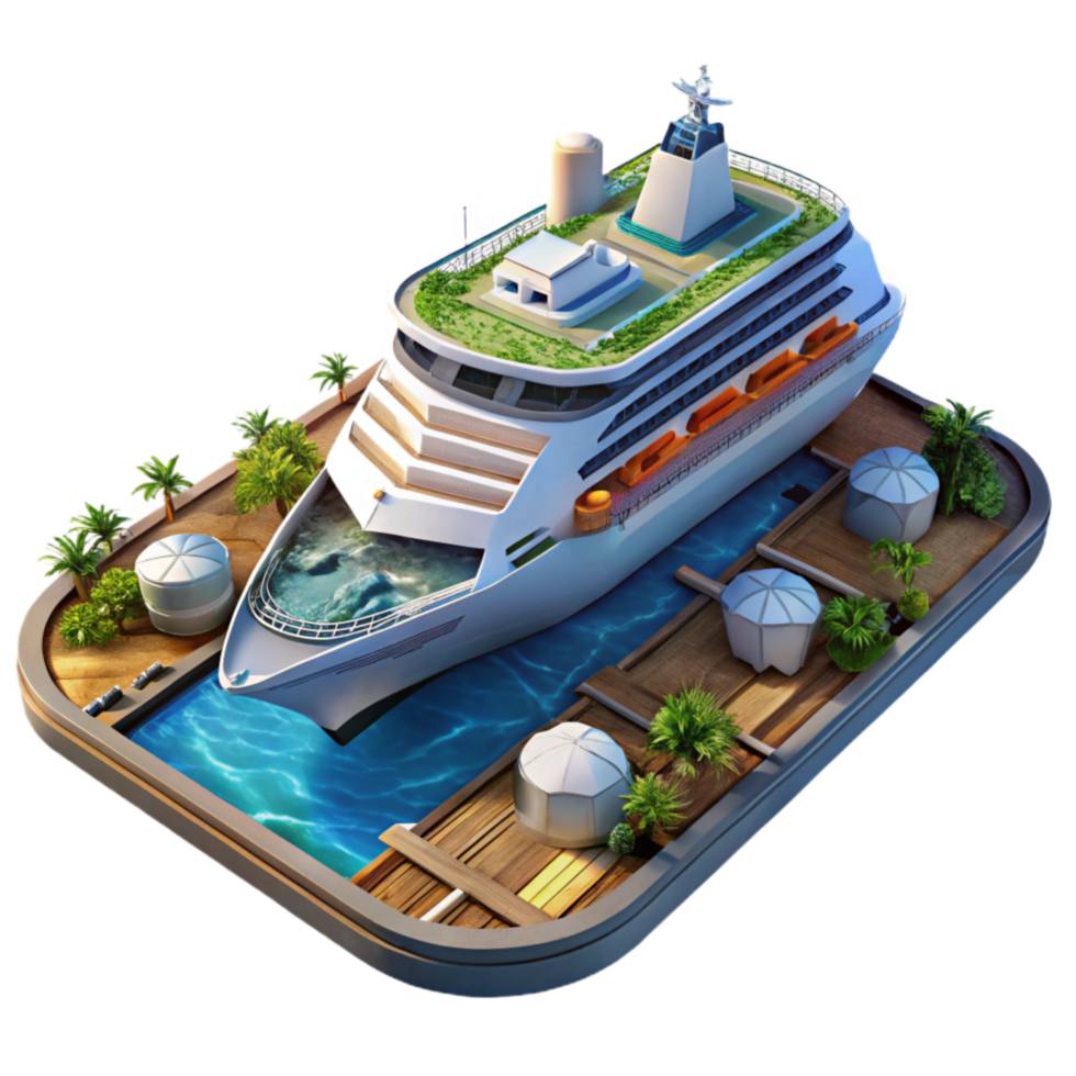 extraordinary contemporary Drone Shot of Cruise Ship in Port Isolated original png