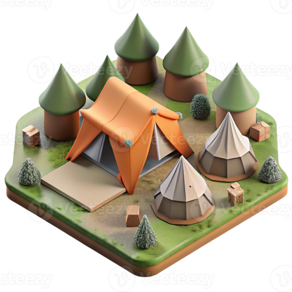wonderful modern Drone View of Campground with Tents Isolated 4K png