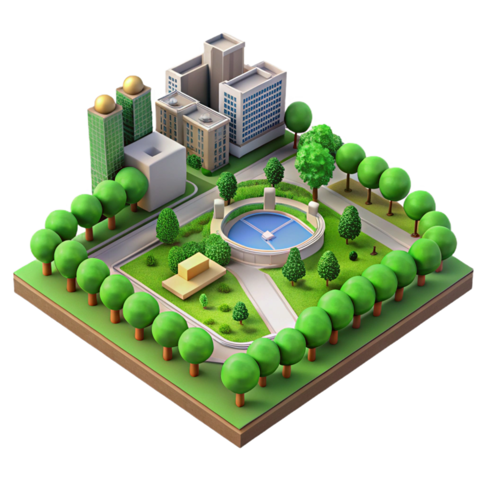 extraordinary creative Drone View of City Park with Green Spaces Transparent Background professional png