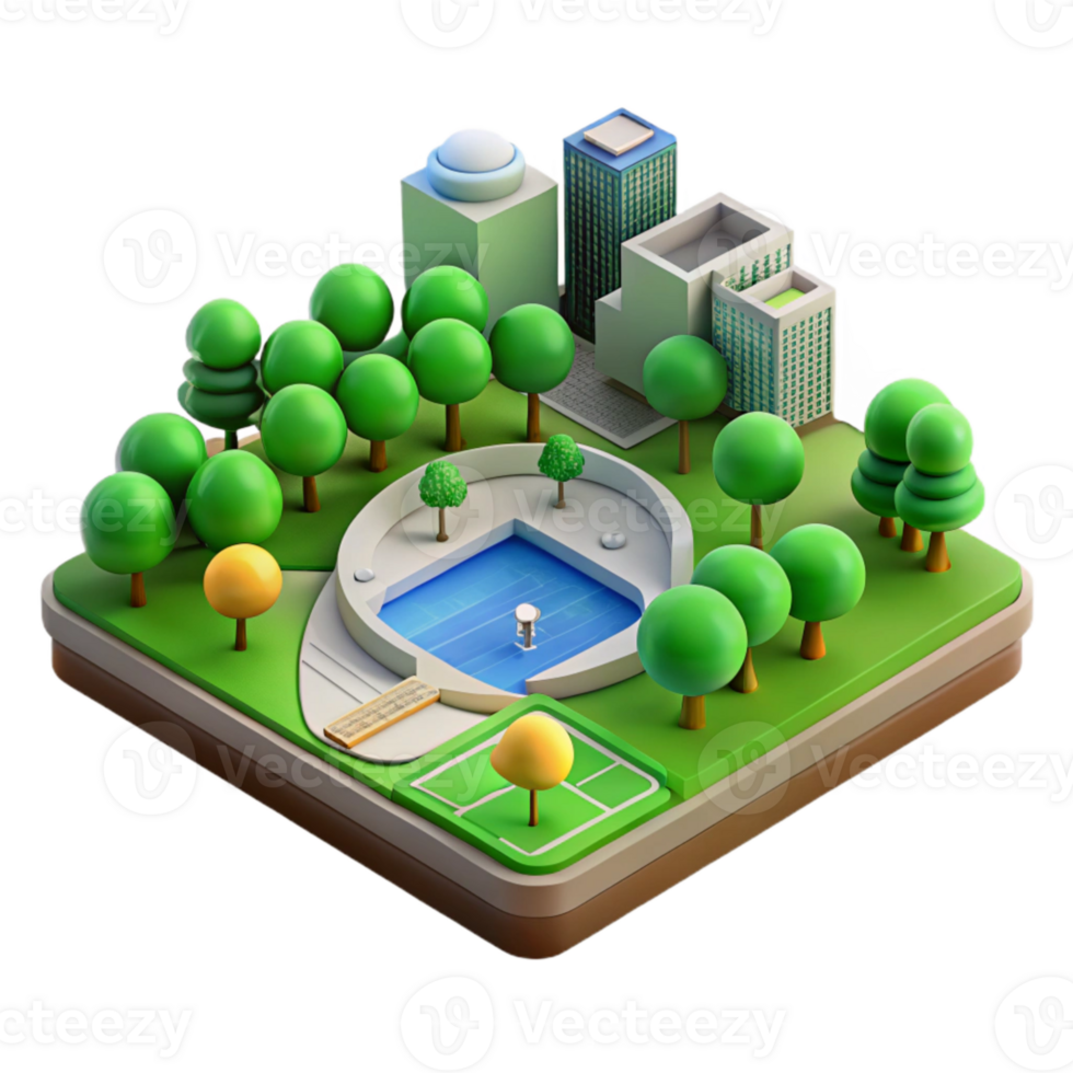 serene rustic Drone View of City Park with Green Spaces Transparent Background genuine png