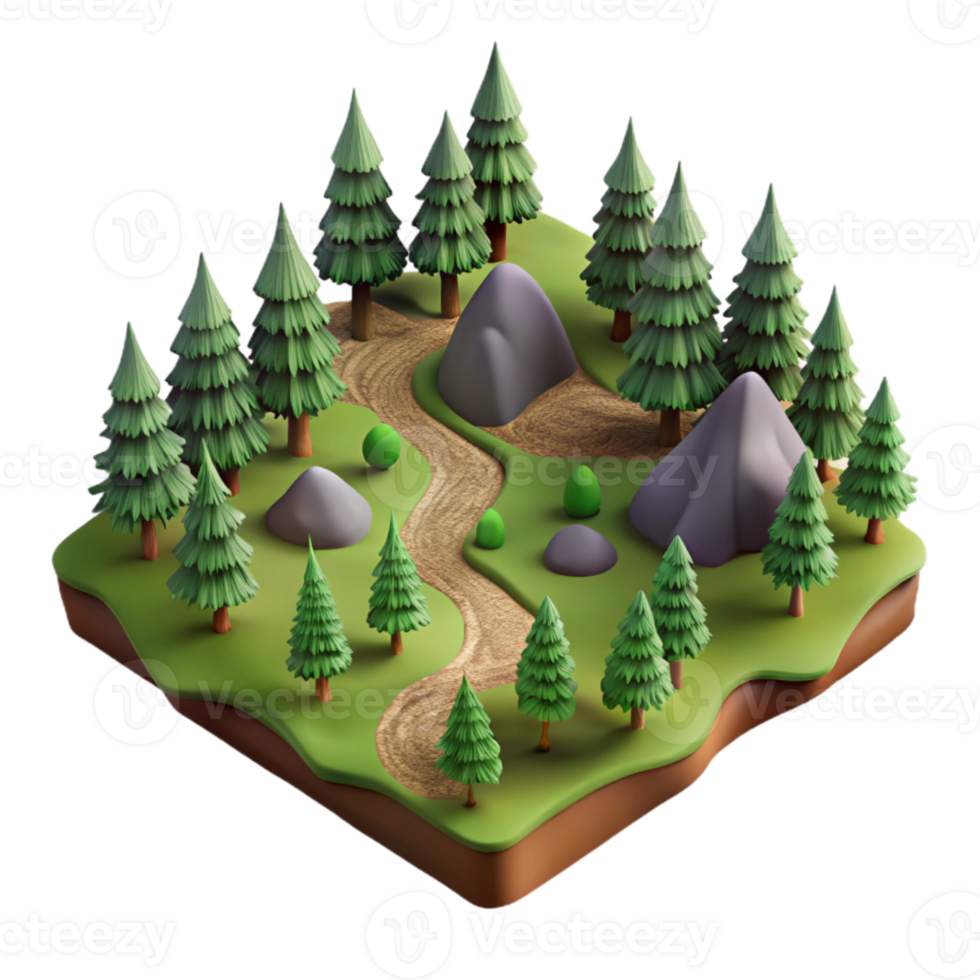 vibrant contemporary Drone View of Forest with Hiking Trails Transparent Background authentic png
