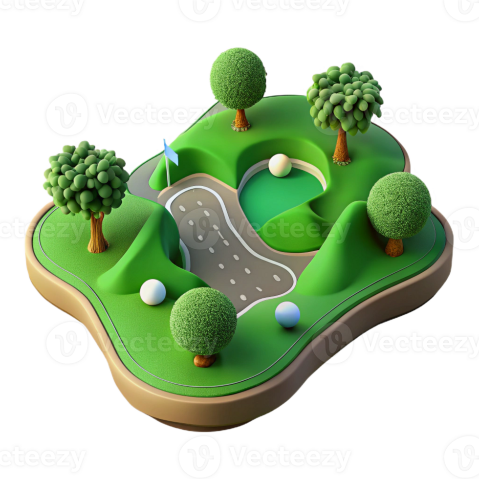wonderful artistic Drone View of Golf Course with Sand Traps Cutout exclusive png