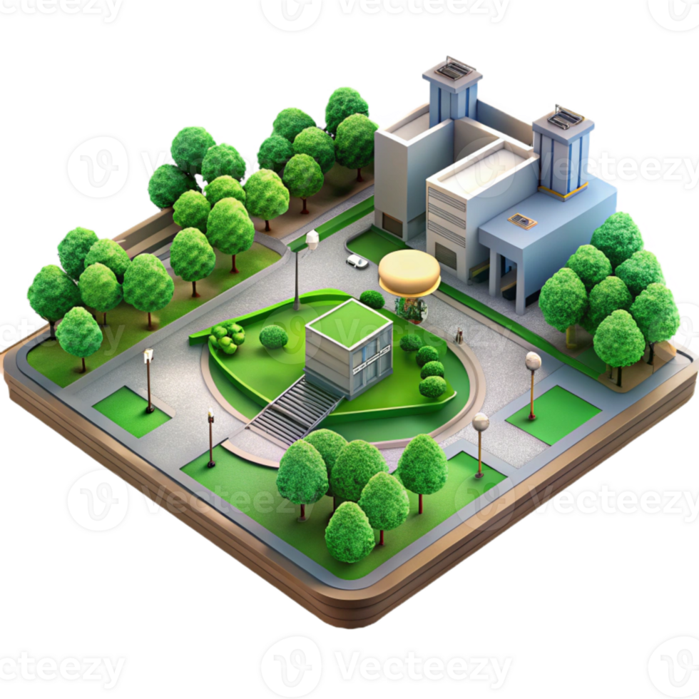 vibrant contemporary Drone View of City Park with Green Spaces Transparent Background genuine png