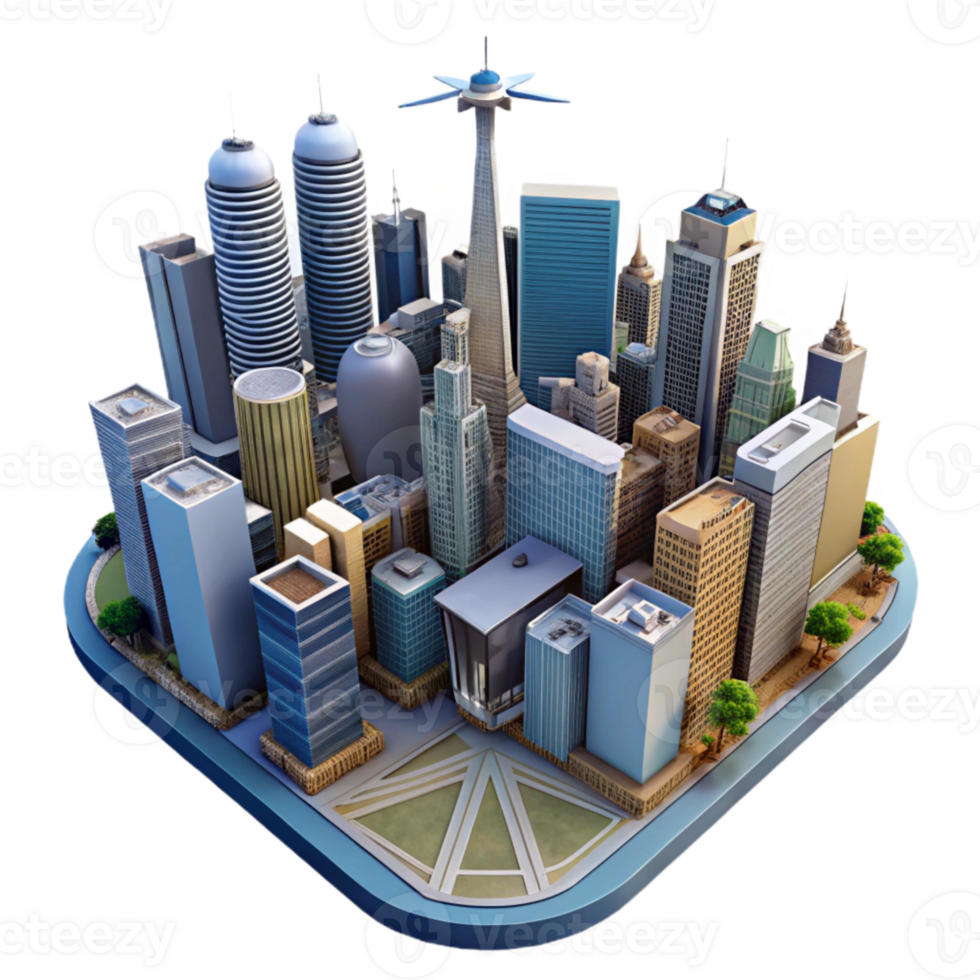 impressive vintage Drone View of Cityscape with Skyscrapers Isolated exclusive png