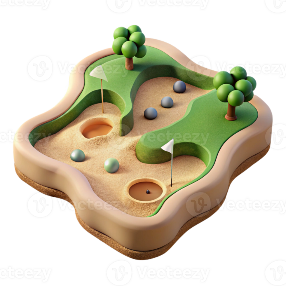 beautiful creative Drone View of Golf Course with Sand Traps Cutout original png