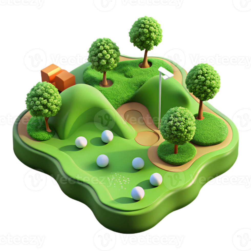 extraordinary minimalist Drone View of Lush Green Golf Course Transparent Background 4K png