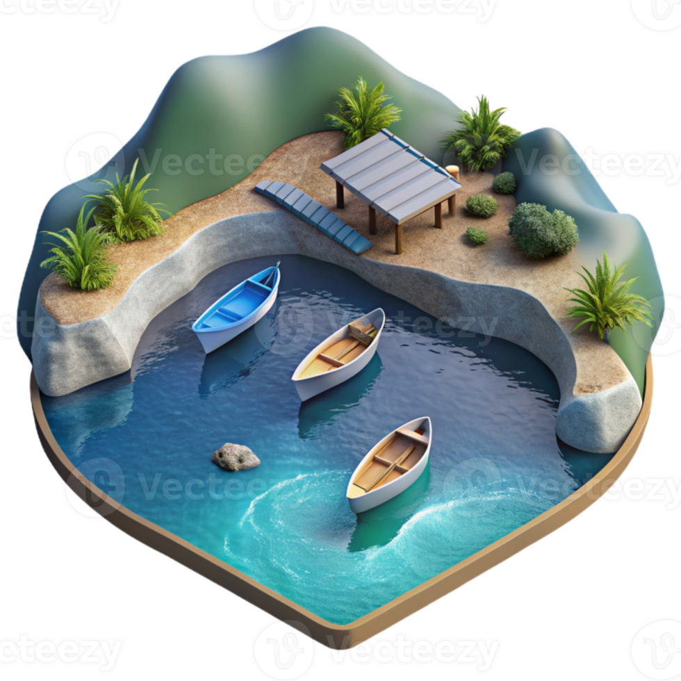 magnificent abstract Drone View of Lake with Boats Isolated high resolution png
