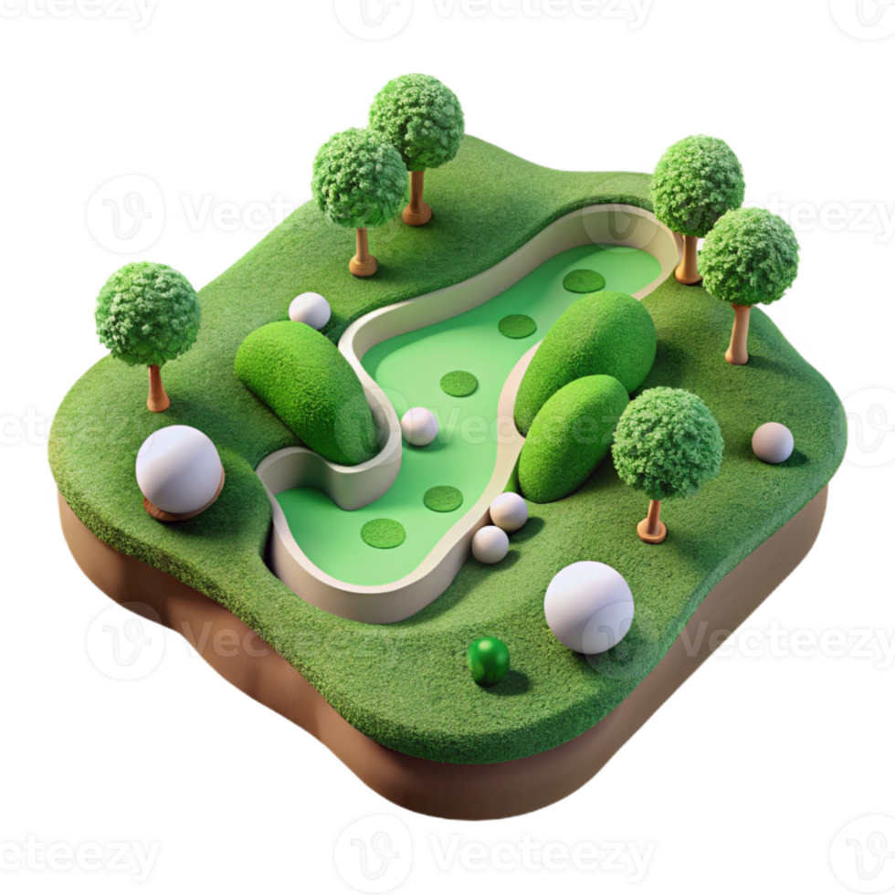vibrant vintage Drone View of Lush Green Golf Course Transparent Background premium png