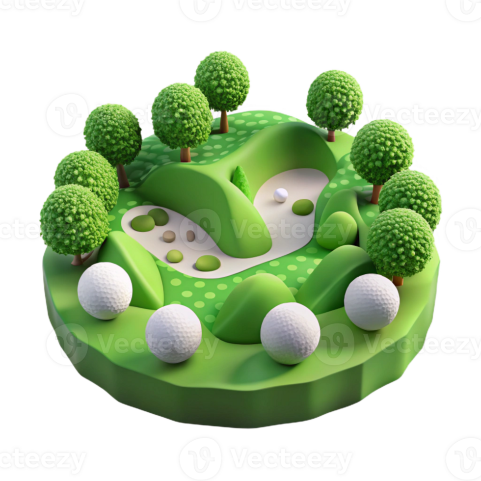 serene minimalist Drone View of Lush Green Golf Course Transparent Background original png