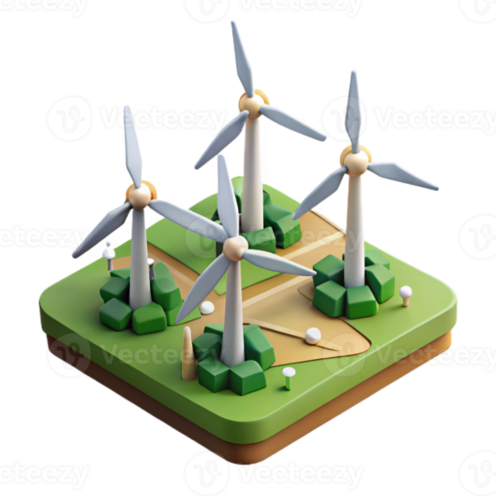 serene classic Drone View of Wind Turbines in Field Isolated original png