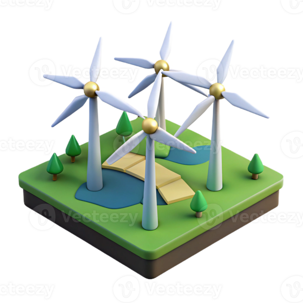 impressive minimalist Drone View of Wind Turbines in Field Isolated high resolution png
