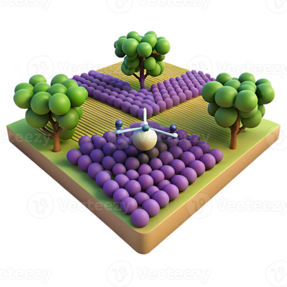 impressive artistic Drone View of Vineyard with Rows of Grapes Cutout high quality png