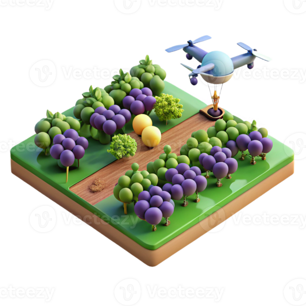 serene abstract Drone View of Vineyard with Rows of Grapes Cutout 4K png