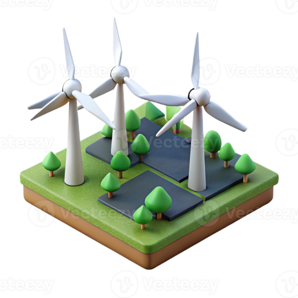 elegant abstract Drone View of Wind Turbines in Field Isolated professional png