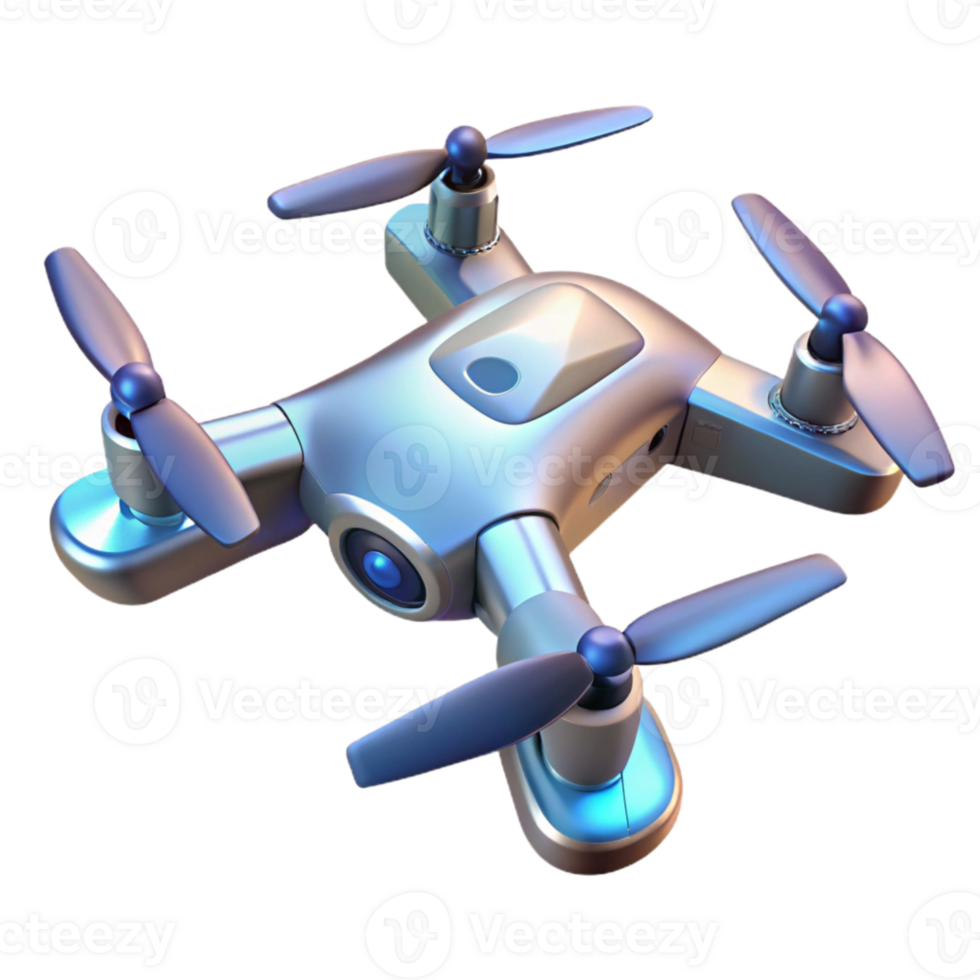 impressive modern Drone with Four Rotors Angled View Transparent Element premium png