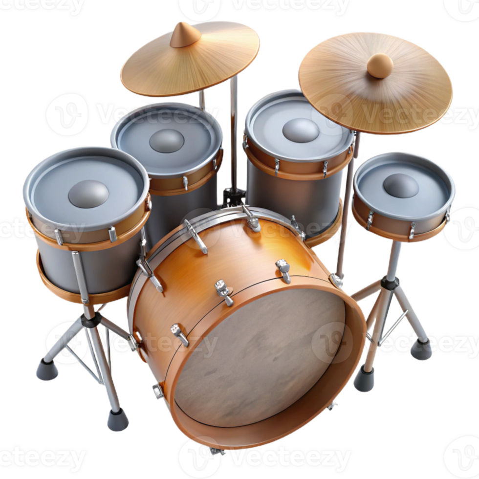 impressive abstract Drum Set with Cymbals Top View Isolated high resolution png