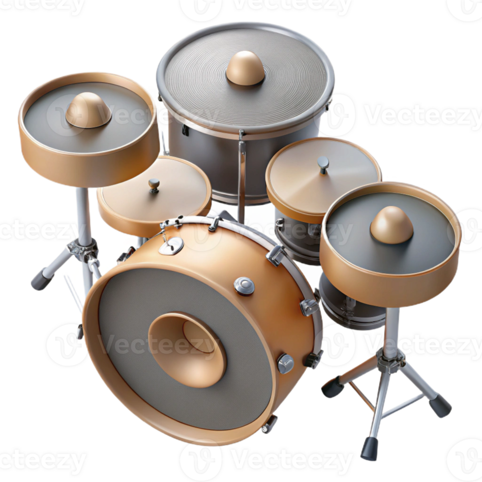 vibrant abstract Drum Set with Cymbals Top View Isolated high quality png