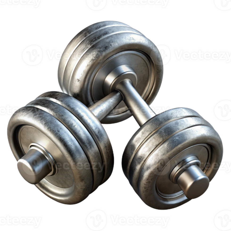 vibrant artistic Dumbbells Chrome Finish Isolated with Transparent Background professional png