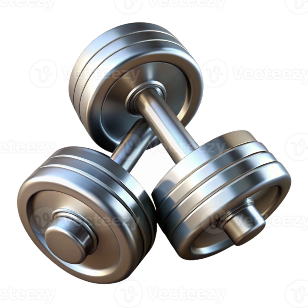 impressive artistic Dumbbells Chrome Finish with Transparent Background high resolution png