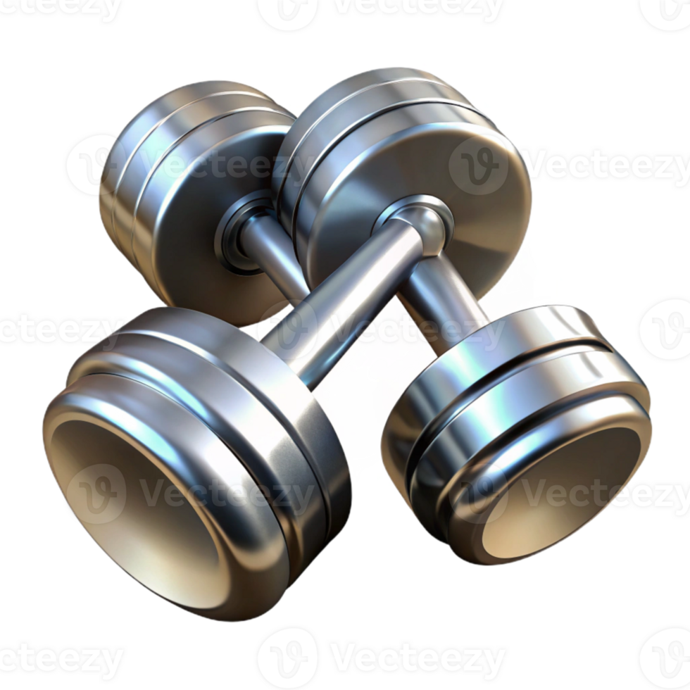 impressive modern Dumbbells Chrome Finish with Transparent Background high quality png