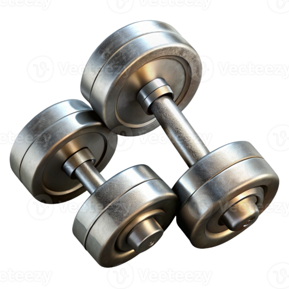 beautiful abstract Dumbbells Chrome Finish with Transparent Background premium png