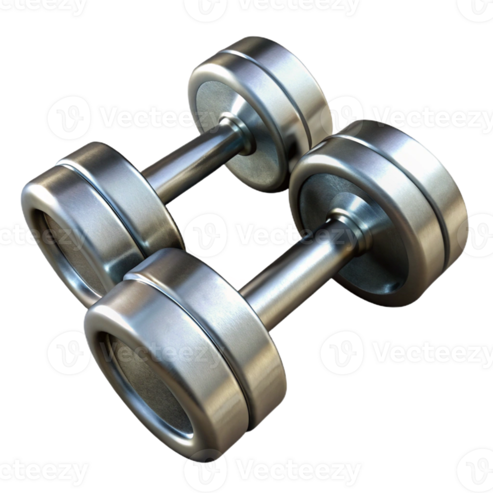 stunning creative Dumbbells Pair Chrome Finish Isolated high quality png