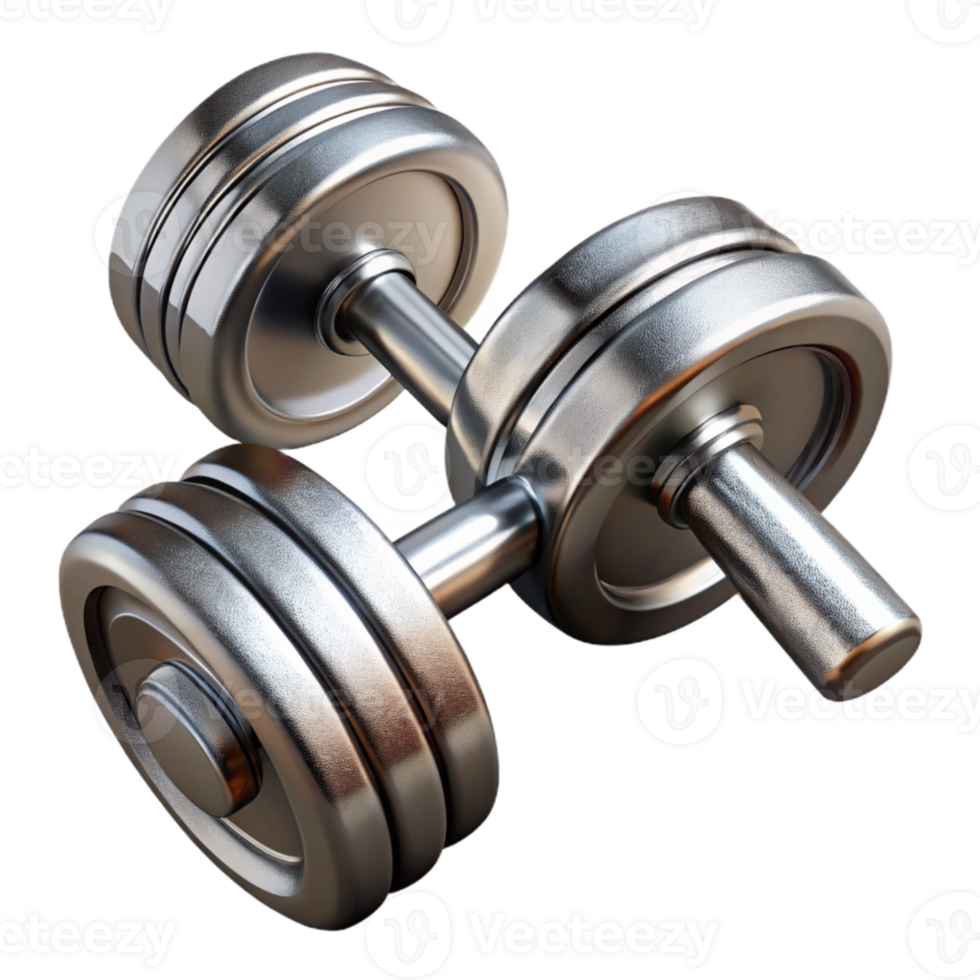 elegant vintage Dumbbells Pair Chrome Finish Isolated authentic png