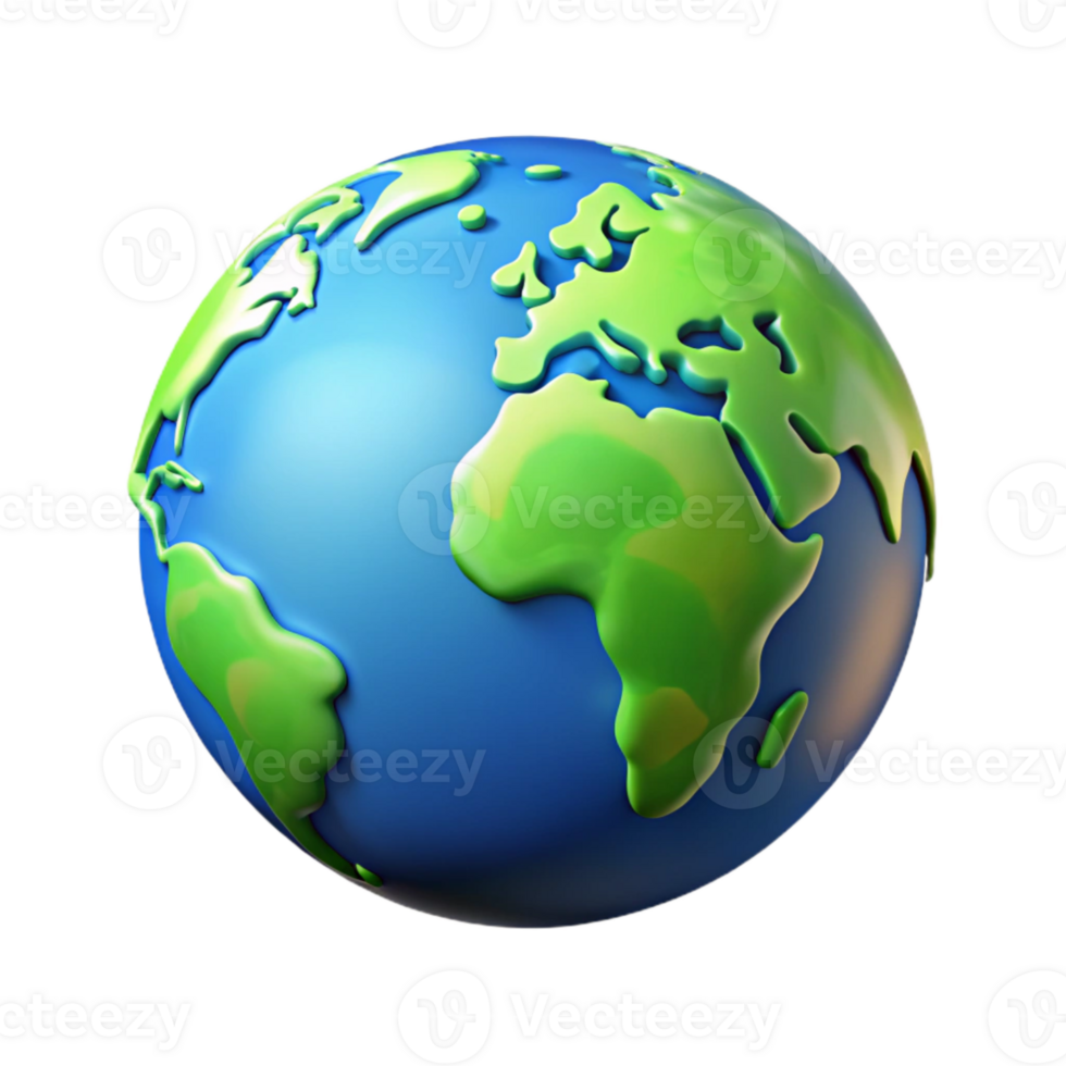 impressive rustic Earth Globe Blue Green Isolated Element 4K png