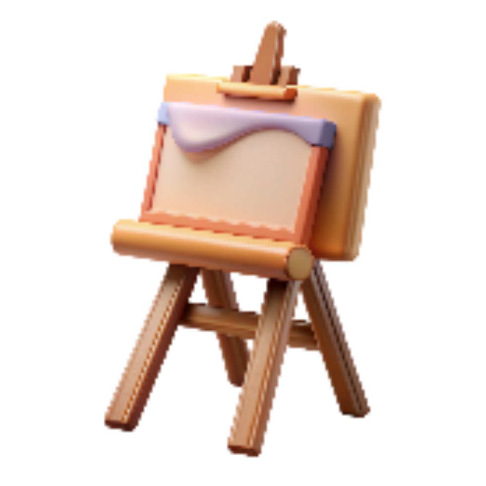 beautiful contemporary Easel with Canvas Transparent Background detailed png