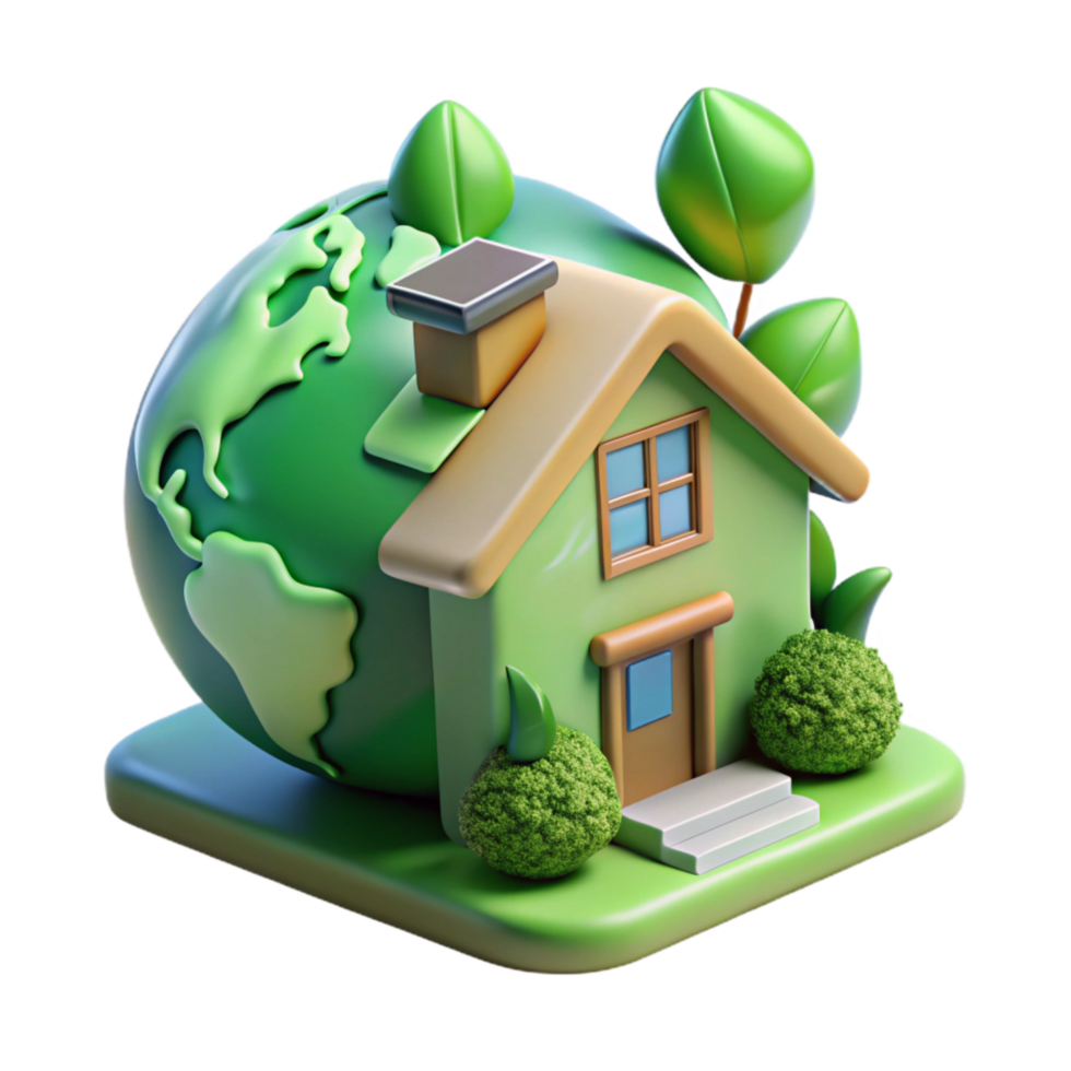 vibrant creative Eco Friendly Home Illustration Transparent Background 4K png