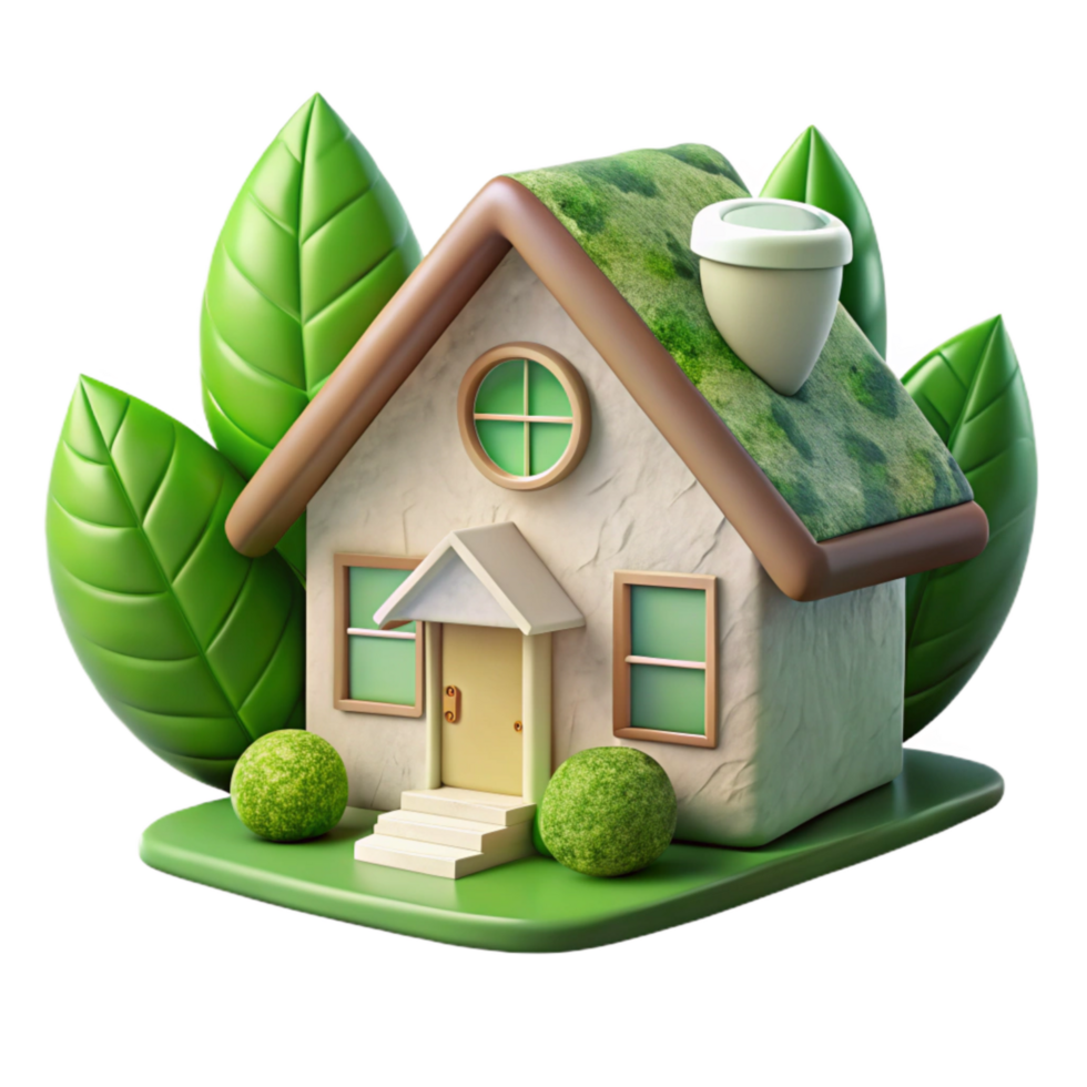 stunning modern Eco Friendly Home Illustration Transparent Background professional png