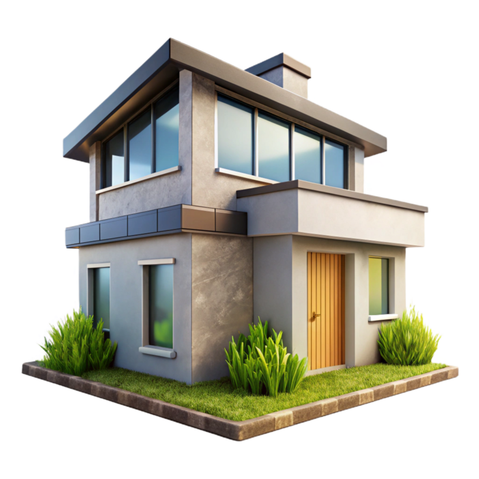 impressive traditional Eco Friendly House Front View Modern Design Transparent Background 4K png