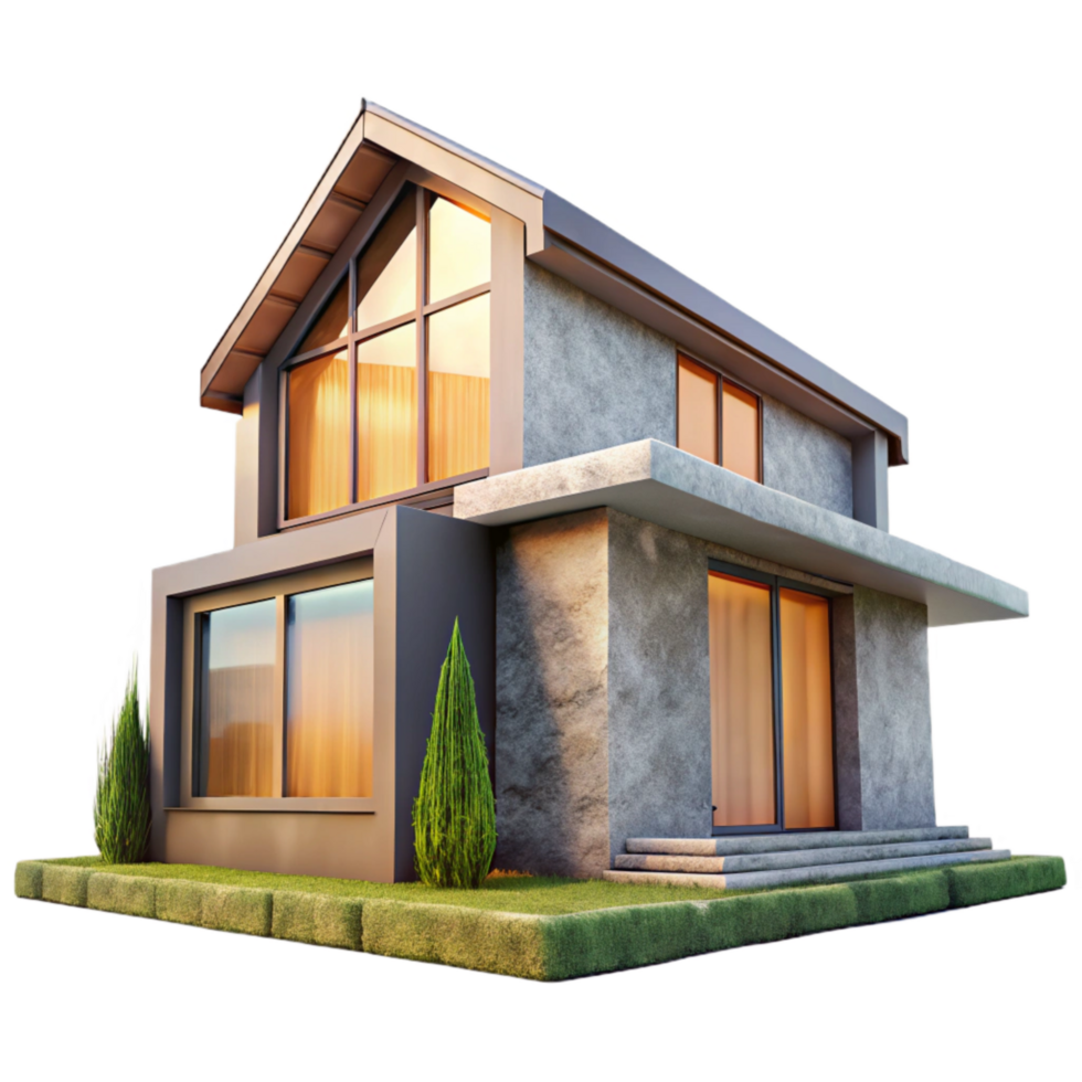 vibrant abstract Eco Friendly House Front View Modern Design Transparent Background 4K png