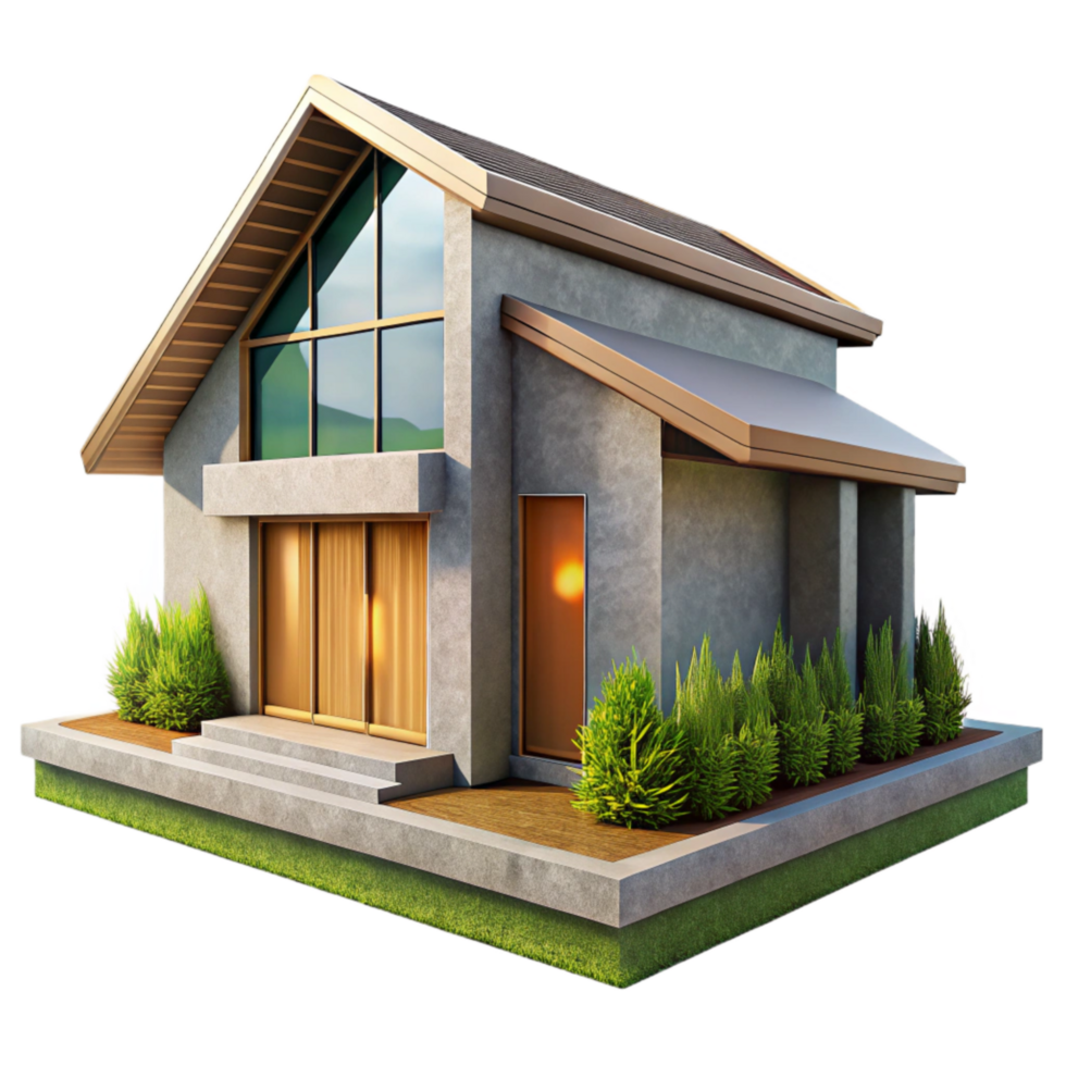 beautiful modern Eco Friendly House Front View Modern Design Transparent Background professional png
