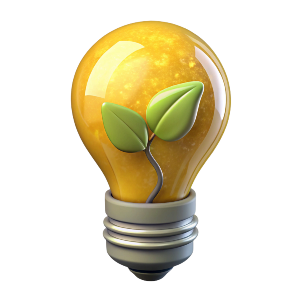 wonderful modern Eco Friendly Lightbulb Glowing Yellow Transparent Background original png