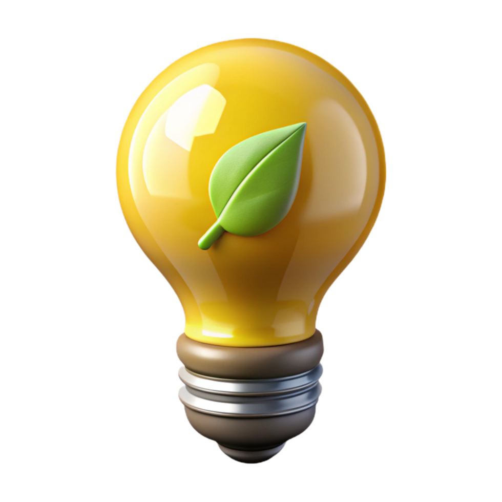 magnificent creative Eco Friendly Lightbulb Glowing Yellow Transparent Background 4K png