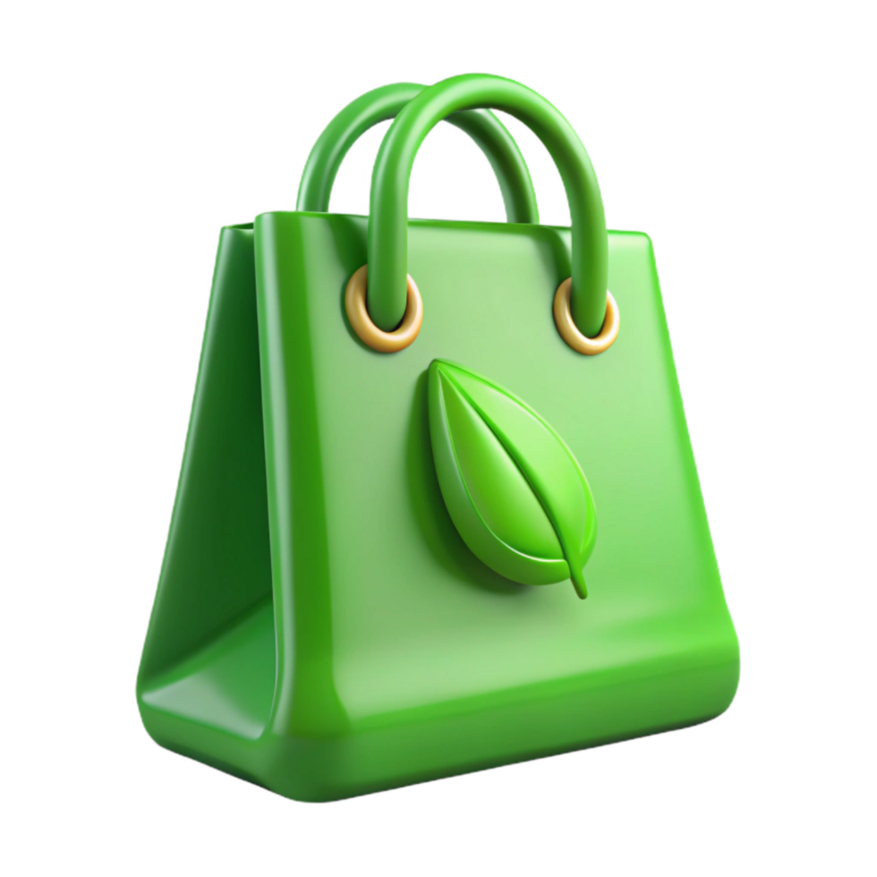 magnificent abstract Eco Friendly Shopping Bag Bright Green Isolated authentic png