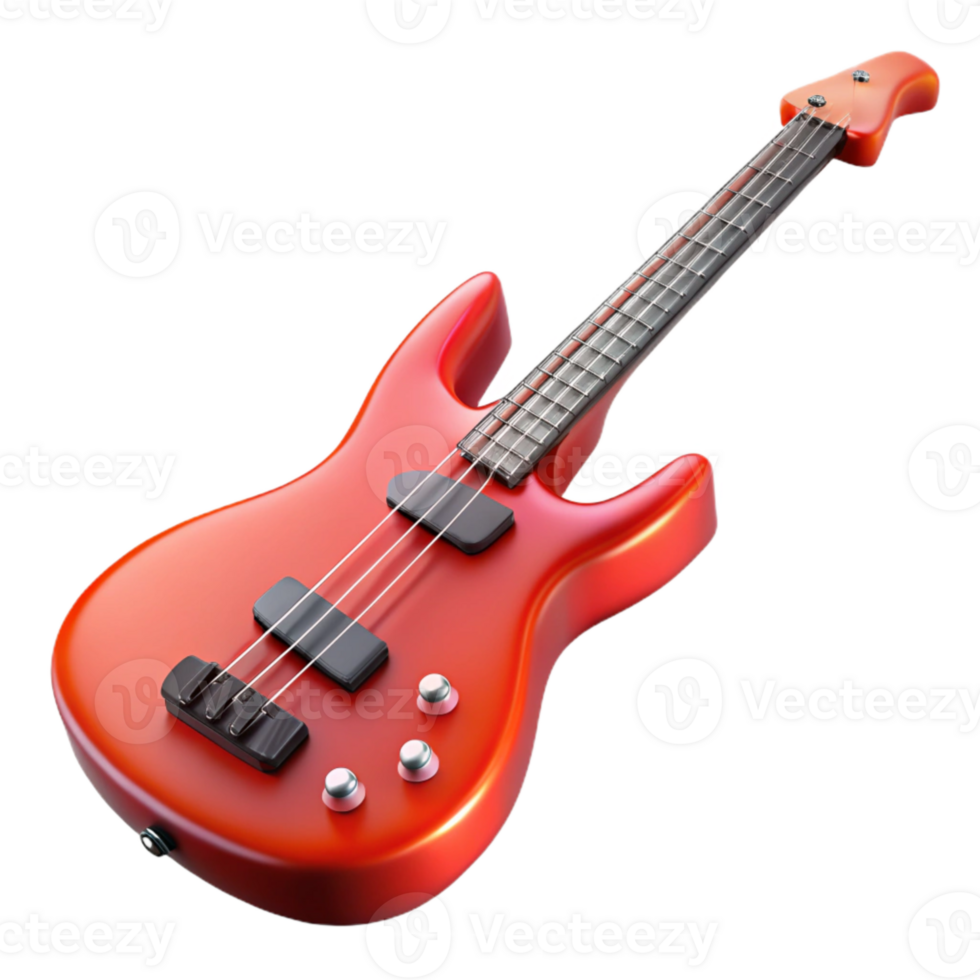 magnificent abstract Electric Bass Guitar Red Isolated Element original png