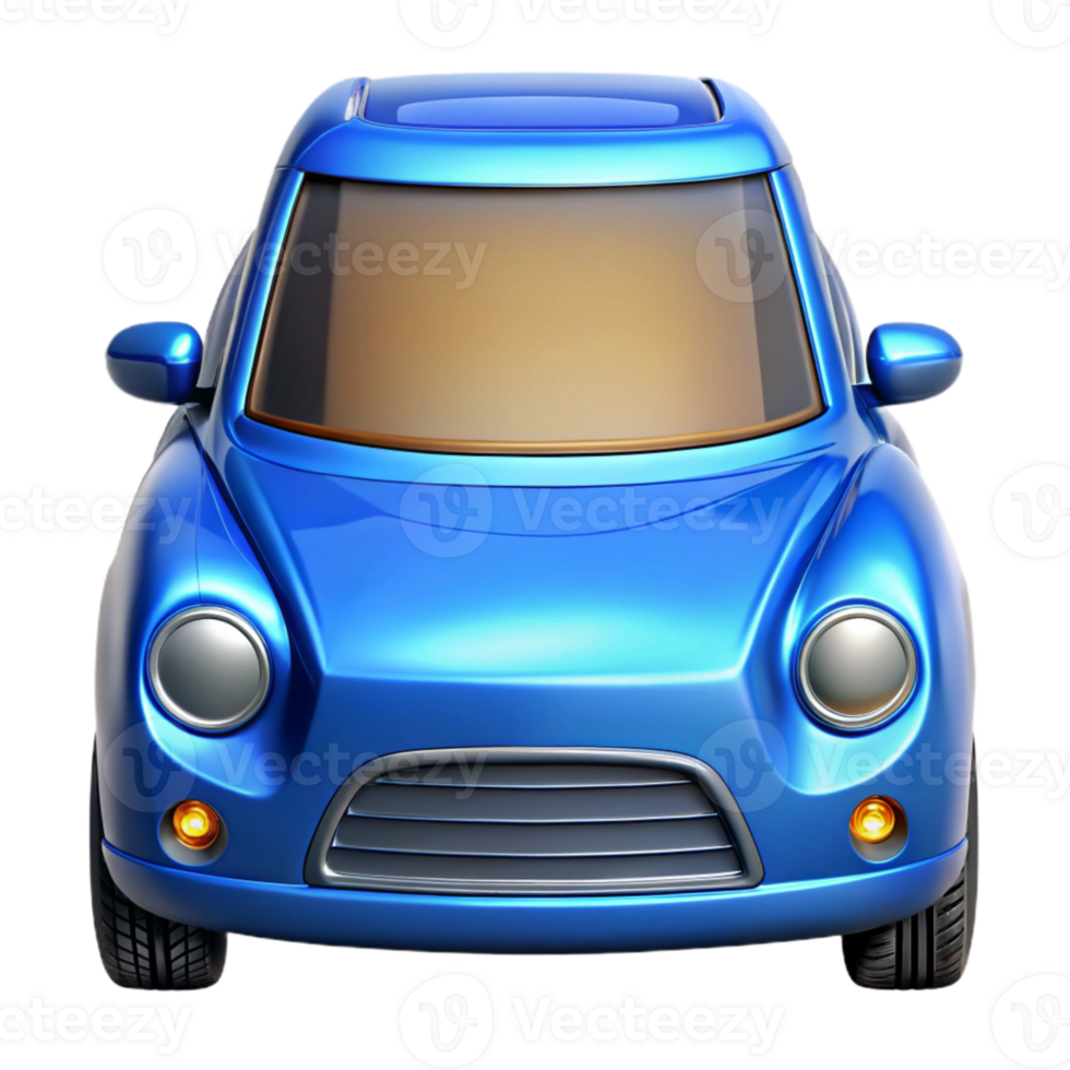 elegant classic Electric Car Front View Blue Metallic Cutout professional png